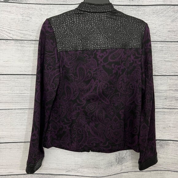Chicos Purple & Black Zip-Up Jacket With Textured Pattern, Size Small - Picture 2 of 2